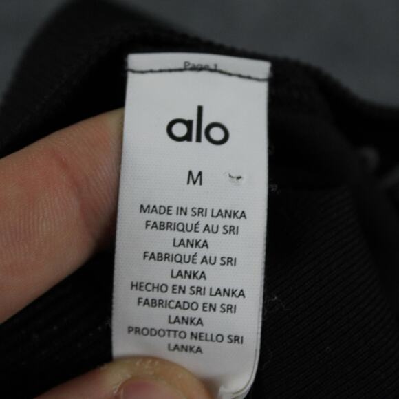 Alo Yoga Sports Bra Womens Medium Black Racerback Ribbed Athletic Yoga Workout - Picture 5 of 8